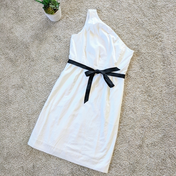 White J.Crew One Shoulder Cocktail Dress - Picture 2 of 8